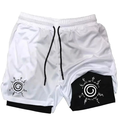 Naruto Anime Mens Gym Quick-Drying Jogging Shorts Fitness Workout Running 2 in 1 Short Pants Men Sports Bodybuilding Sweatpants