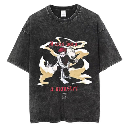 Hip Hop Streetwear Japanese Anime Naruto Print T Shirt Vintage Black T-Shirt Harajuku Cotton Casual Tops Men Short Sleeve Tshirt