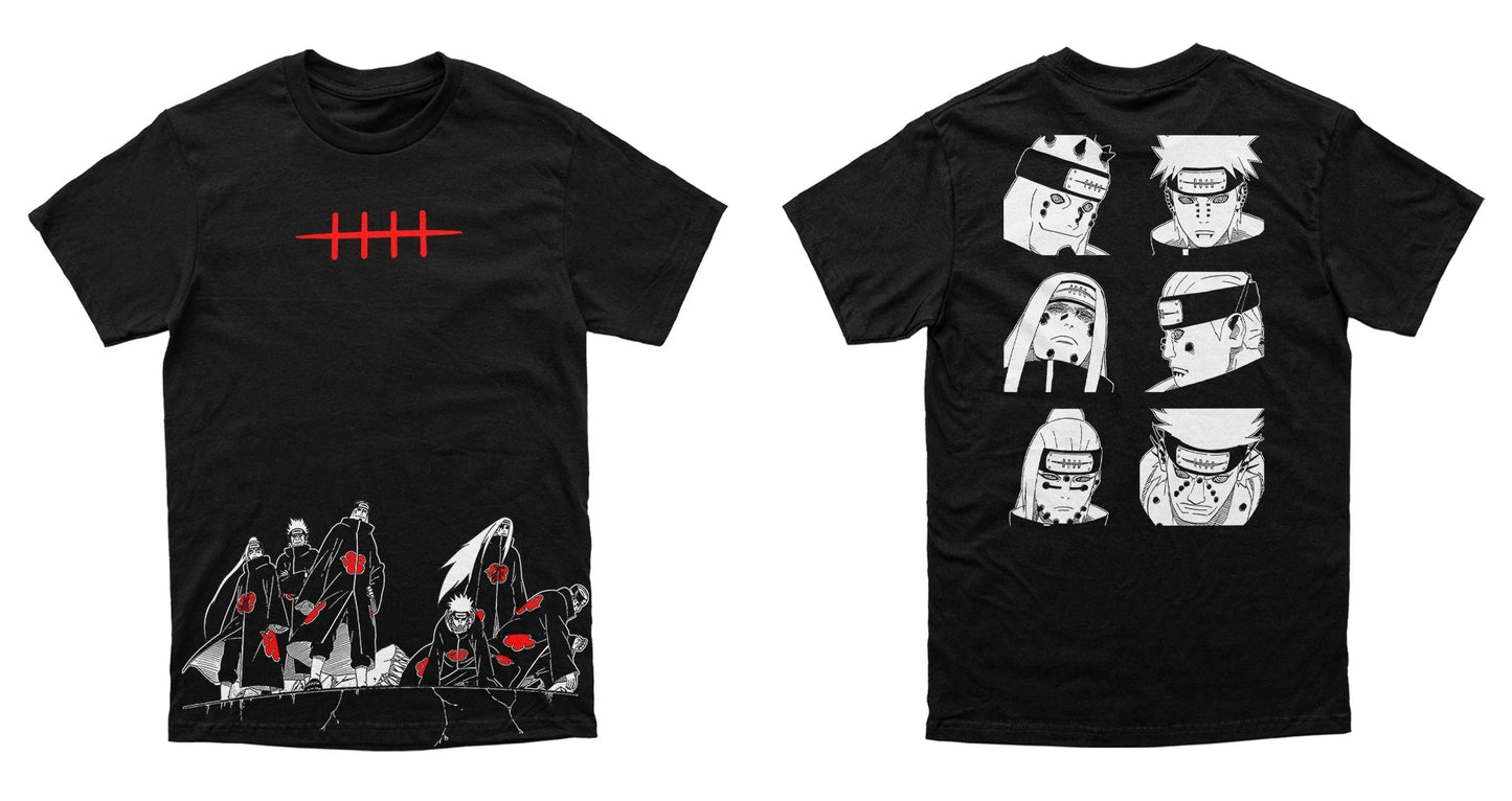 Naruto Pain Akatsuki Six Paths Manga Graphic T-Shirt Men Women Anime Casual Cotton Streetwear Fans Top