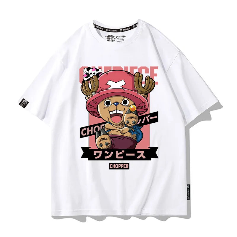 One Piece Short Sleeved T-shirt Men's Summer Nikalufei Aesolon Anime Cotton Summer Loose T-shirt Men's and Women's Half Sleeve