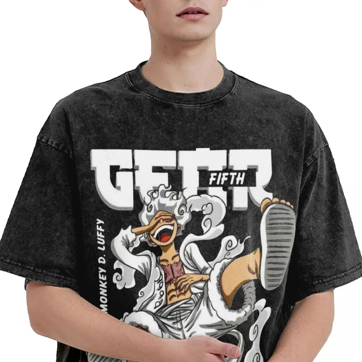 Harajuku Washed T Shirt Monkey D.Luffys O-One P-Piece Loose T-Shirts Hip Hop Tshirt for Men Summer Y2K Fun Print Clothing