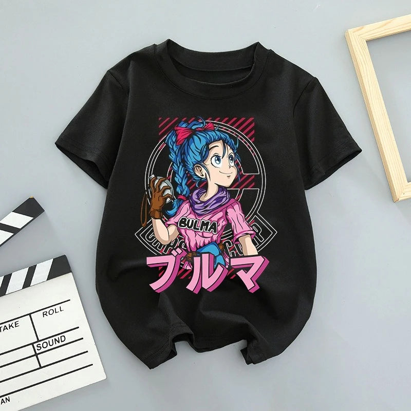 Dragon Ball GOKU Bulma Anime Printed T-shirt Men's and Women's Short Sleeves 2025 Summer American Loose Cotton T-shirt