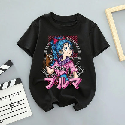 Dragon Ball GOKU Bulma Anime Printed T-shirt Men's and Women's Short Sleeves 2025 Summer American Loose Cotton T-shirt