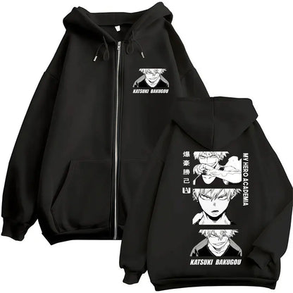Japan Anime My Hero Academia Zip Up Hoodies Harajuku Fashion Manga Vintage Sweatshirt Men Women Fleece Oversized Tracksuit Coats