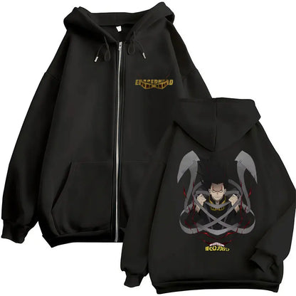 Japan Anime My Hero Academia Zip Up Hoodies Harajuku Fashion Manga Vintage Sweatshirt Men Women Fleece Oversized Tracksuit Coats