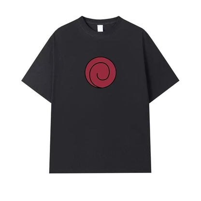 New Trendy T-shirt  Selling Vortex Naruto Sasuke Pure Cotton Men's and Women's  Short Sleeved Shirt 2026 New Summer