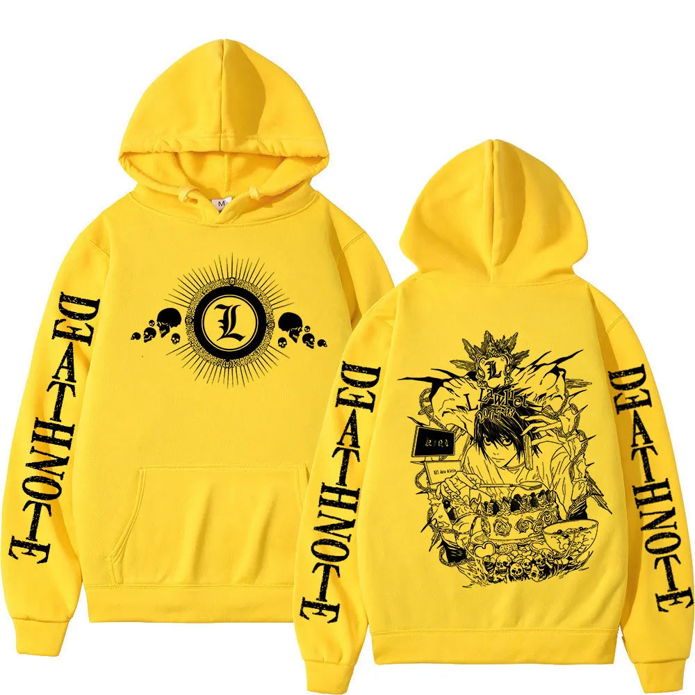 Anime Death Note Hoodies Manga Yagami Light L·Lawliet Hooded Sweatshirt Men Women Fashion Loose Long Sleeve Pullovers Streetwear