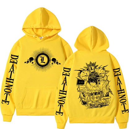 Anime Death Note Hoodies Manga Yagami Light L·Lawliet Hooded Sweatshirt Men Women Fashion Loose Long Sleeve Pullovers Streetwear