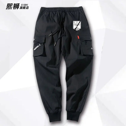 Atta on Titan Workwear Pants Casual Sports Long Trousers Elastic Waist Cotton Polyester Blend Spring Autumn Youth Faion
