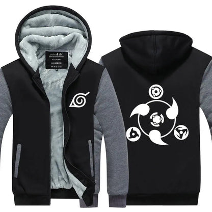 Anime Cartoon Naruto Hooded Coat Men's Autumn Winter Thicken Printing Plush Coat Student Fashion Keep Warm Coat Birthday Gift