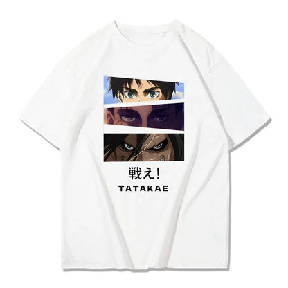 Japanese Anime Attack On Titan Graphic Print T Shirt Men Women Fashion Casual Crew Neck Short Sleeve Plus Size Unisex T Shirt
