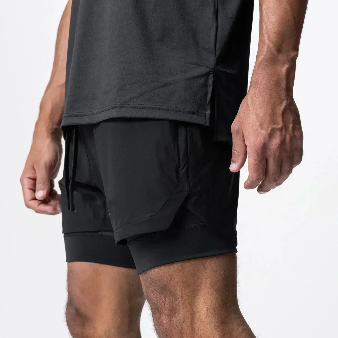 Demon Slayer Print Men's Shorts Summer Women's Double Layer Shorts Gym Running Sports 2-in-1 Pant Breathable Quick-Drying Shorts