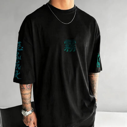 Demon Slayer Men's T-shirt Muichiro Tokito Summer Japan Anime Tee Spring and Autumn Boy Street Short-sleeved Parent-child Wear