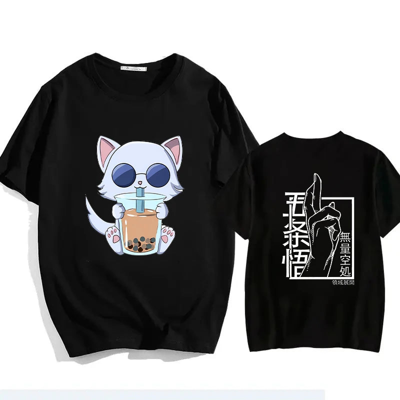 Jujutsu Kaisen Satoru Gojo Unisex Pure Cotton T-shirt 2026 Summer Anime Print Loose Casual Parent-child Short Sleeved Top