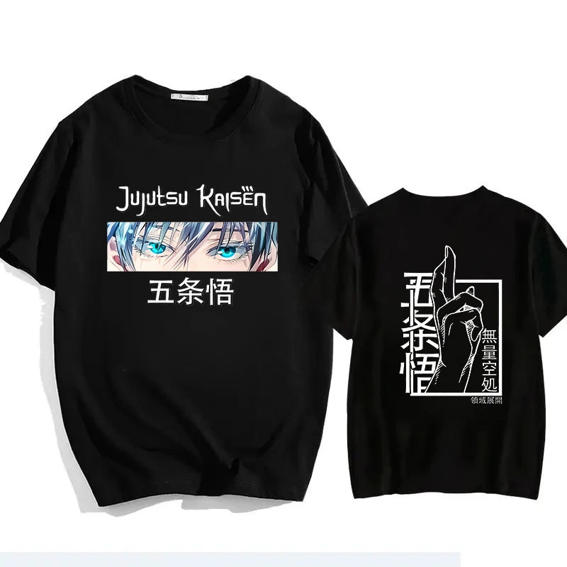 Jujutsu Kaisen Satoru Gojo Unisex Pure Cotton T-shirt 2026 Summer Anime Print Loose Casual Parent-child Short Sleeved Top