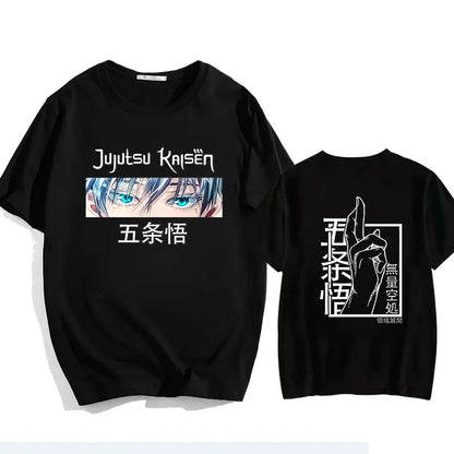 Jujutsu Kaisen Satoru Gojo Unisex Pure Cotton T-shirt 2026 Summer Anime Print Loose Casual Parent-child Short Sleeved Top