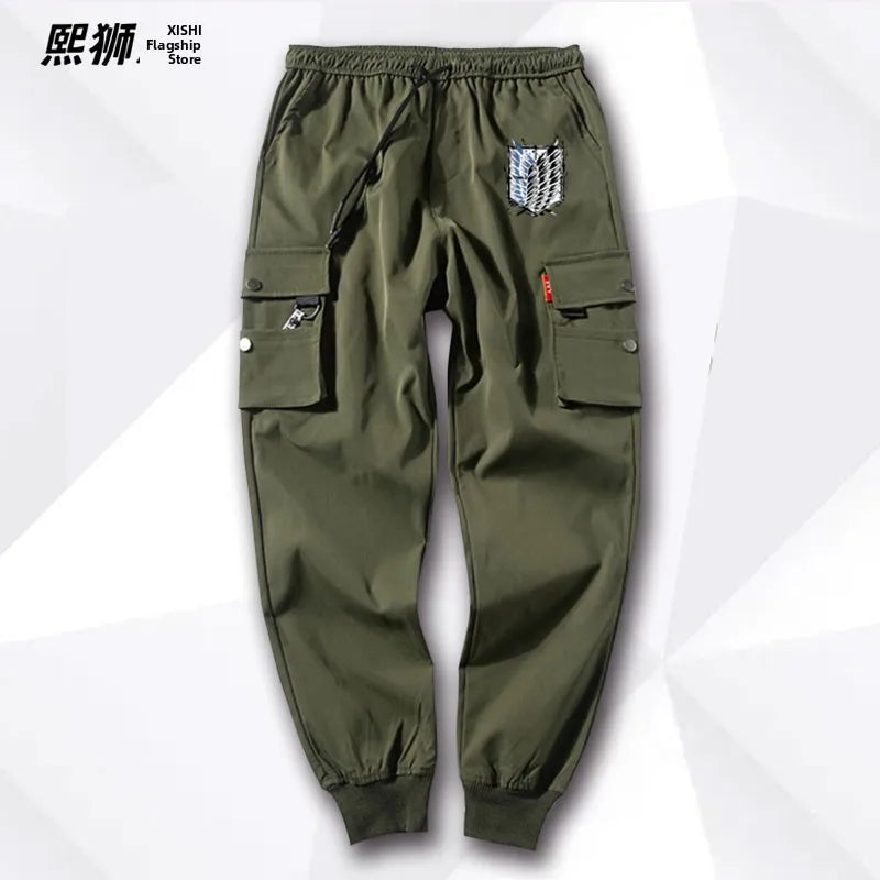 Atta on Titan Workwear Pants Casual Sports Long Trousers Elastic Waist Cotton Polyester Blend Spring Autumn Youth Faion