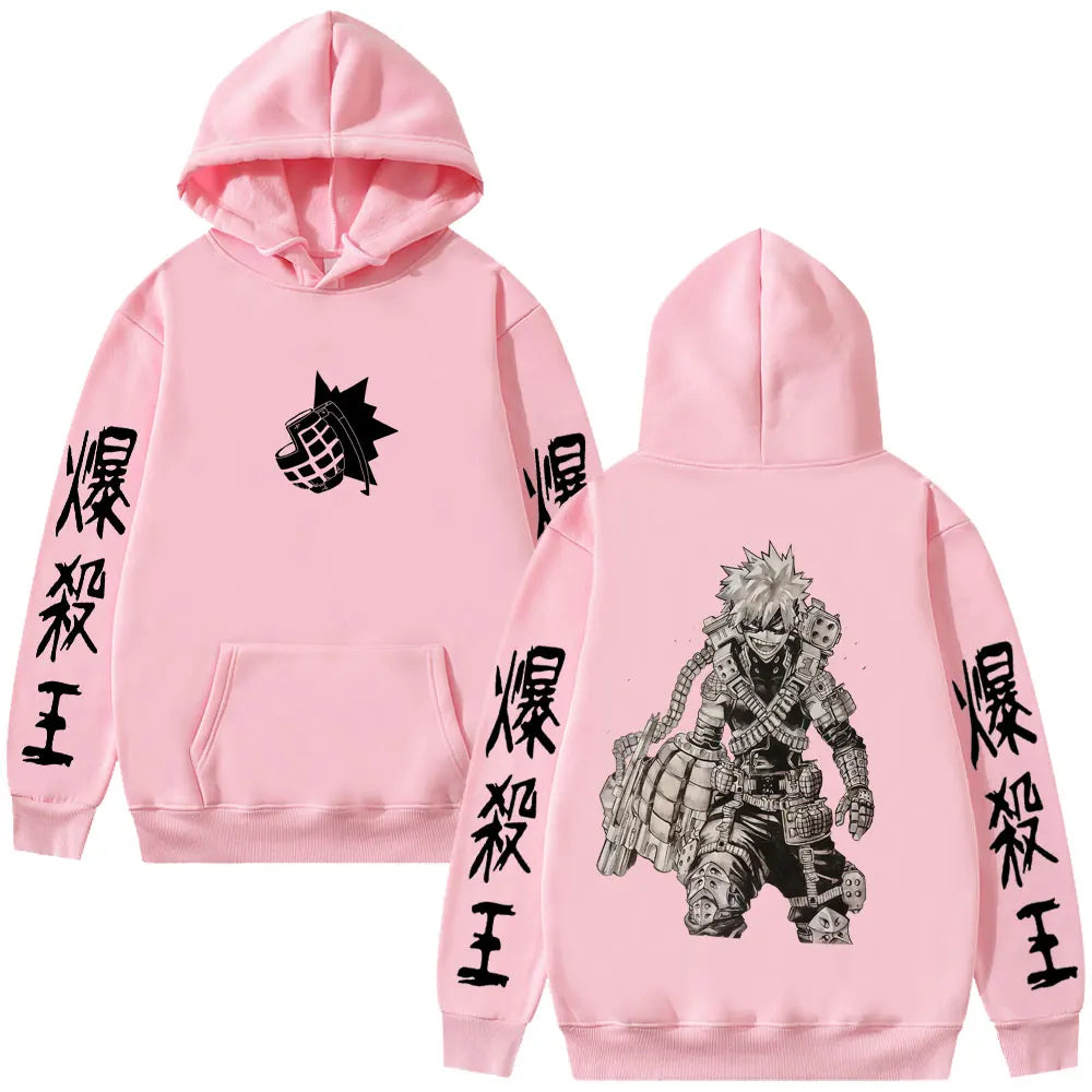 Anime My Hero Academia Bakugou Katsuki Merch Hoodie Men Women Fashion Vintage Hooded Sweatshirt Male Manga Cosplay Streetwear