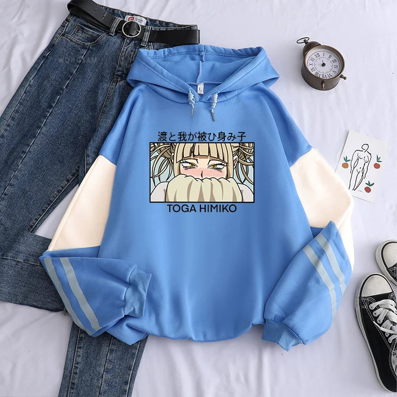 My Hero Academia Anime Kawaii Cartoon Graphics Himiko Toga Hoodies Men Women Long Sleeve Patchwork Boys/girls Hoodie Sweatshirts