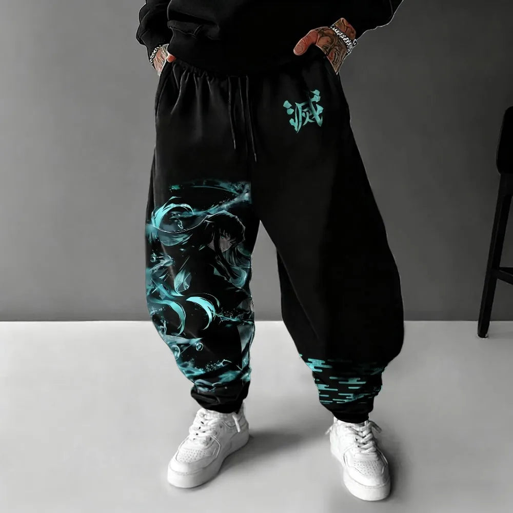 Demon Slayer Men's Pants Sport Pants Tokito Muichiro Spring and Autumn Japanese Anime Jogger Pants Casual Pure Cotton Trousers